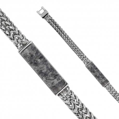 Bracciale da uomo in pelle multifilo e placca per incisione con chiusura in acciaio inossidabile 20 cm