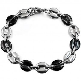 bracelet homme grains de café acier noir 6mm pas cher