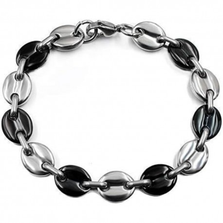 Conjunto de cadena y pulsera para hombre granos de café acero negro 10 mm barato