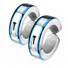 Fausses paire boucles d'oreilles homme ado acier bordures bleues