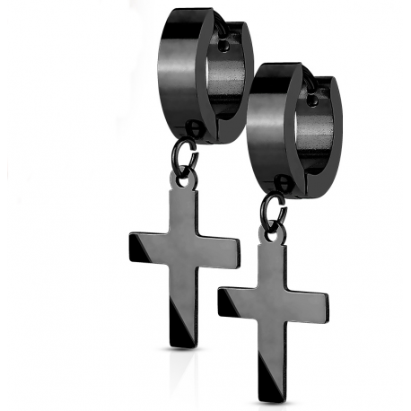 Earrings for men and women for teenagers, steel, Latin cross, black color