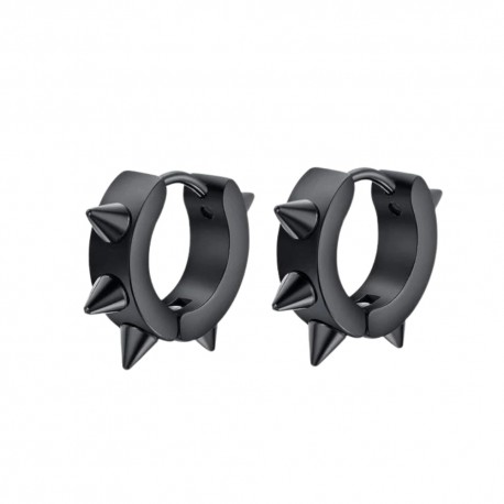 Pair of men's black domed stainless steel earrings