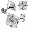PAR DE PENDIENTES PARA HOMBRE MUJER ADOLESCENTE CIERRE DE ACERO 9 DIAMANTES CUADRADOS DE ZIRCON BLANCO NUEVO diámetro 5mm 6mm 7m