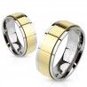 Bague anneau couple homme femme acier couleur or spin tournante