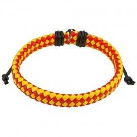 Bracciale da uomo regolabile in pelle rosso e giallo paese Spagna 19 cm