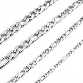 NEW SILVER COLOR FIGARO MESH STEEL CHAIN NECKLACE FOR MEN or WOMEN